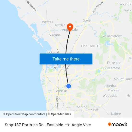 Stop 137 Portrush Rd - East side to Angle Vale map