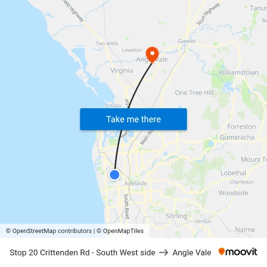 Stop 20 Crittenden Rd - South West side to Angle Vale map