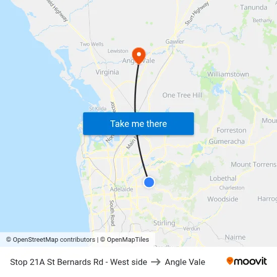 Stop 21A St Bernards Rd - West side to Angle Vale map