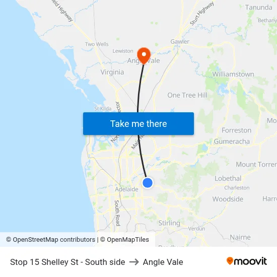 Stop 15 Shelley St - South side to Angle Vale map