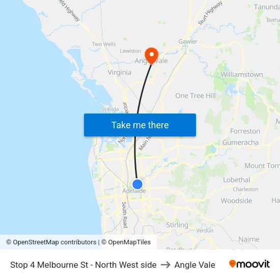 Stop 4 Melbourne St - North West side to Angle Vale map