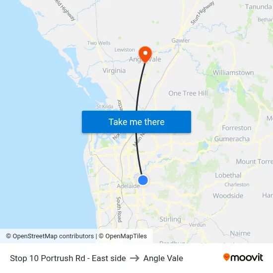 Stop 10 Portrush Rd - East side to Angle Vale map