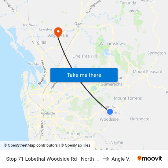Stop 71 Lobethal Woodside Rd - North side to Angle Vale map