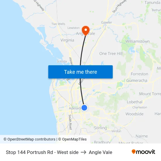 Stop 144 Portrush Rd - West side to Angle Vale map