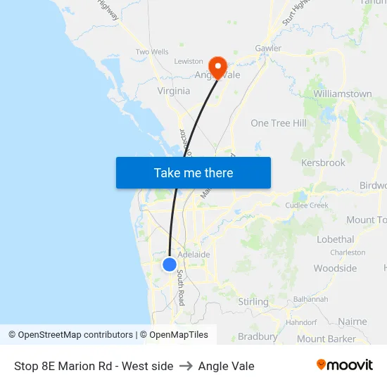 Stop 8E Marion Rd - West side to Angle Vale map