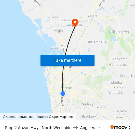 Stop 2 Anzac Hwy - North West side to Angle Vale map
