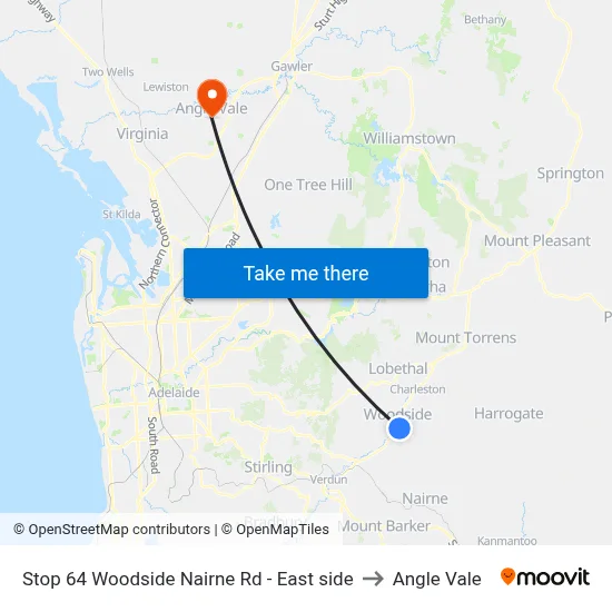 Stop 64 Woodside Nairne Rd - East side to Angle Vale map