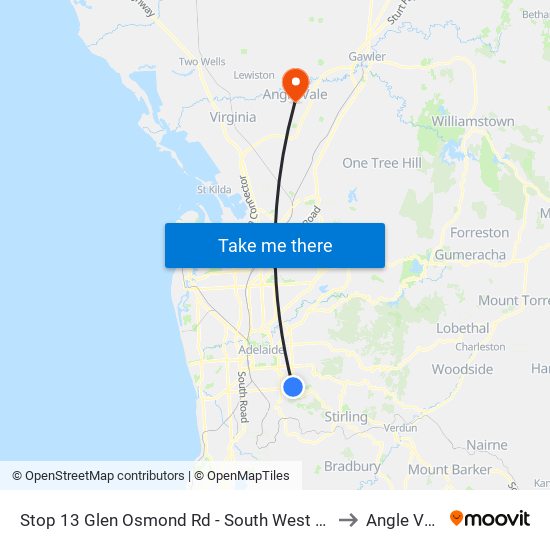 Stop 13 Glen Osmond Rd - South West side to Angle Vale map