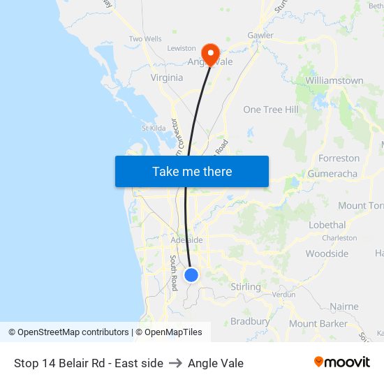 Stop 14 Belair Rd - East side to Angle Vale map