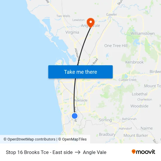 Stop 16 Brooks Tce - East side to Angle Vale map