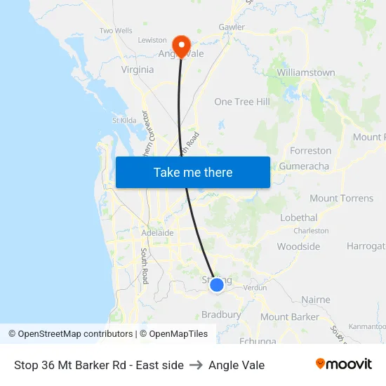 Stop 36 Mt Barker Rd - East side to Angle Vale map