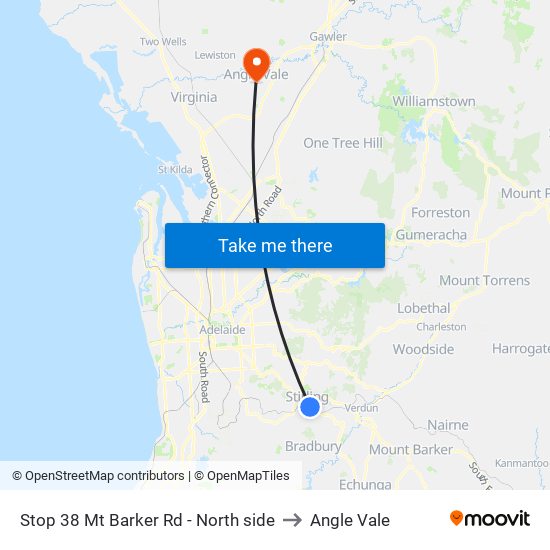 Stop 38 Mt Barker Rd - North side to Angle Vale map