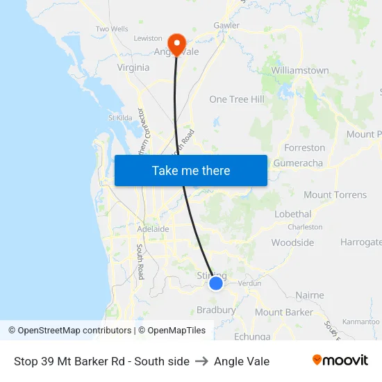Stop 39 Mt Barker Rd - South side to Angle Vale map