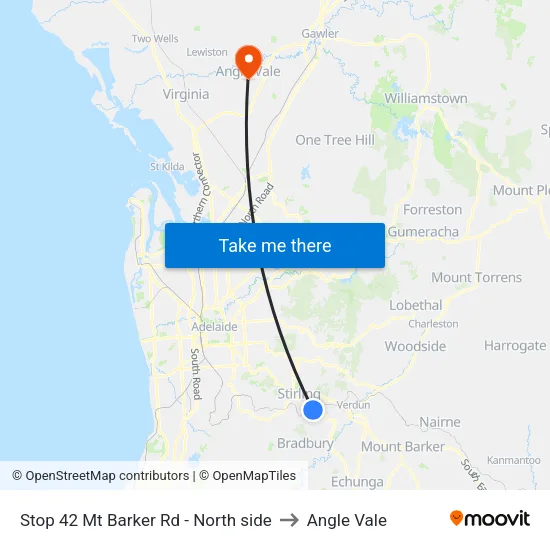 Stop 42 Mt Barker Rd - North side to Angle Vale map