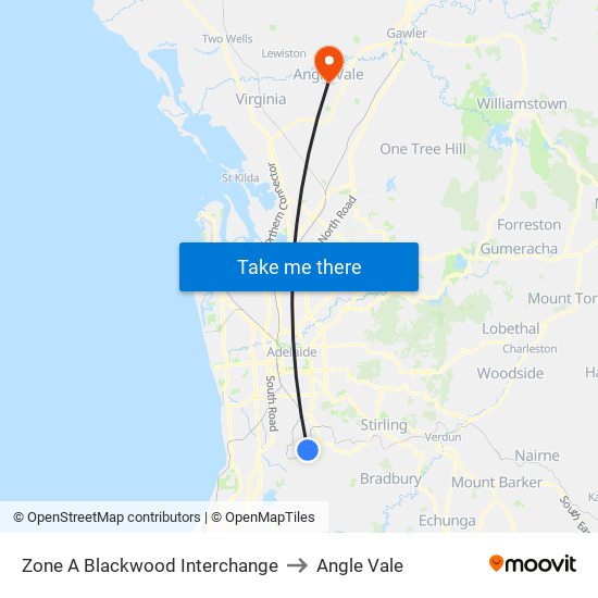 Zone A Blackwood Interchange to Angle Vale map