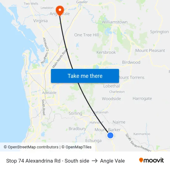 Stop 74 Alexandrina Rd - South side to Angle Vale map