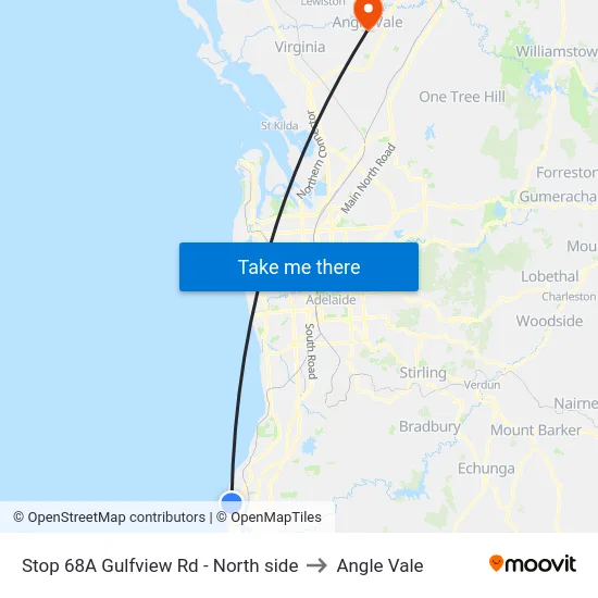 Stop 68A Gulfview Rd - North side to Angle Vale map