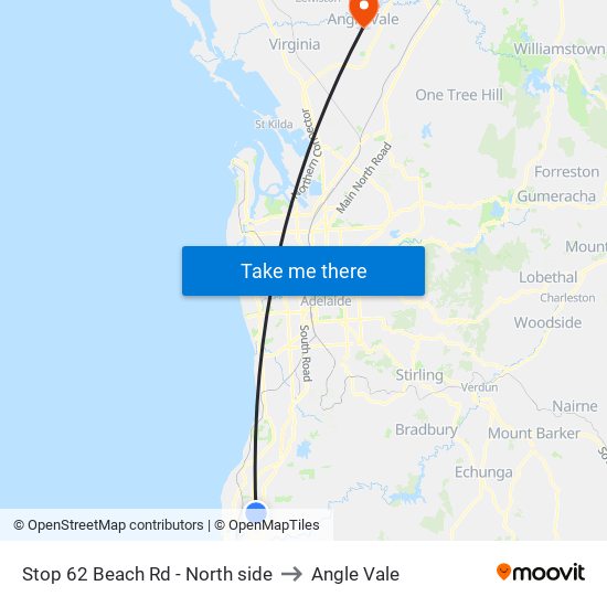 Stop 62 Beach Rd - North side to Angle Vale map