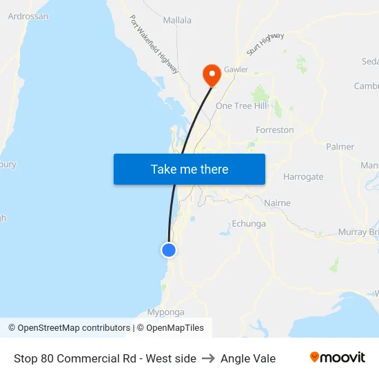 Stop 80 Commercial Rd - West side to Angle Vale map