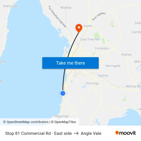 Stop 81 Commercial Rd - East side to Angle Vale map