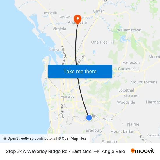 Stop 34A Waverley Ridge Rd - East side to Angle Vale map