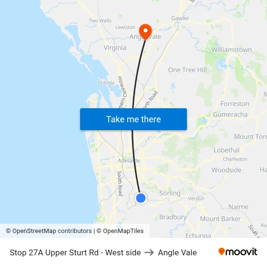 Stop 27A Upper Sturt Rd - West side to Angle Vale map