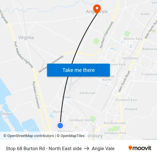 Stop 68 Burton Rd - North East side to Angle Vale map