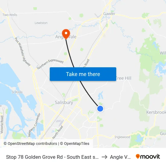 Stop 78 Golden Grove Rd - South East side to Angle Vale map