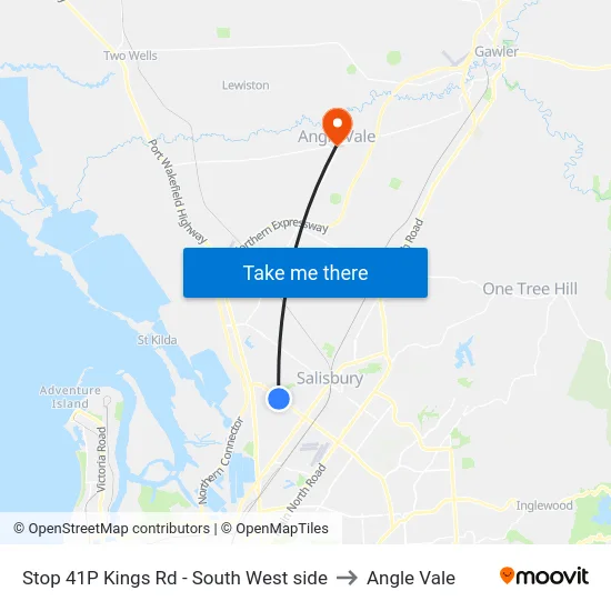 Stop 41P Kings Rd - South West side to Angle Vale map