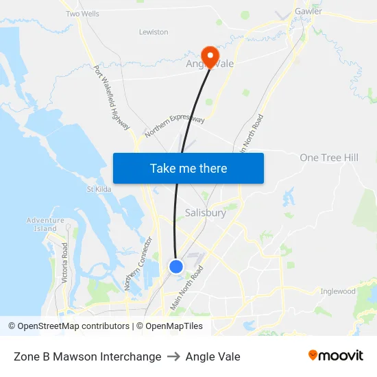 Zone B Mawson Interchange to Angle Vale map