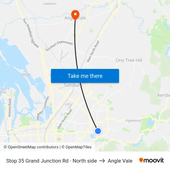 Stop 35 Grand Junction Rd - North side to Angle Vale map