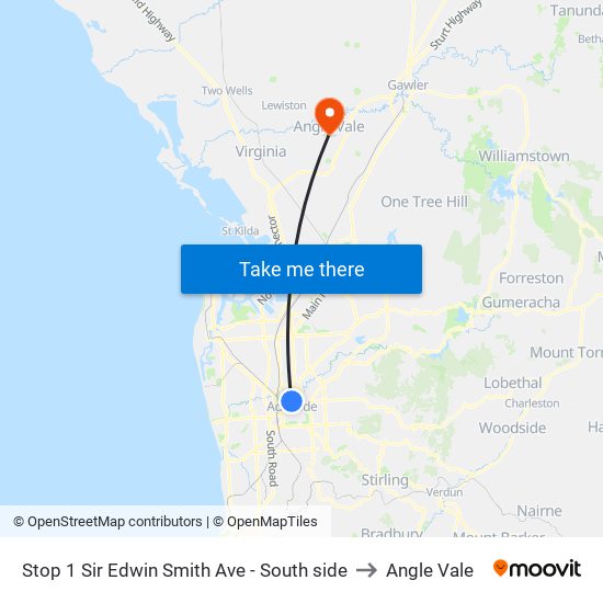 Stop 1 Sir Edwin Smith Ave - South side to Angle Vale map
