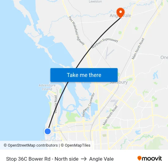 Stop 36C Bower Rd - North side to Angle Vale map