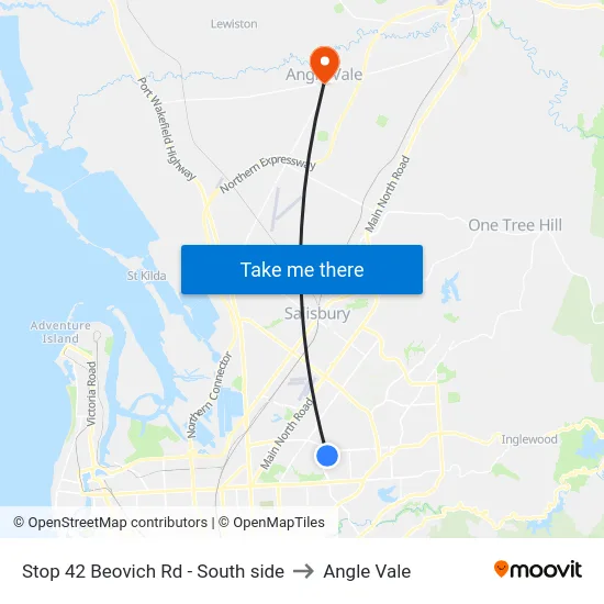 Stop 42 Beovich Rd - South side to Angle Vale map