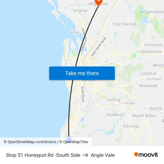 Stop 51 Honeypot Rd -South Side to Angle Vale map
