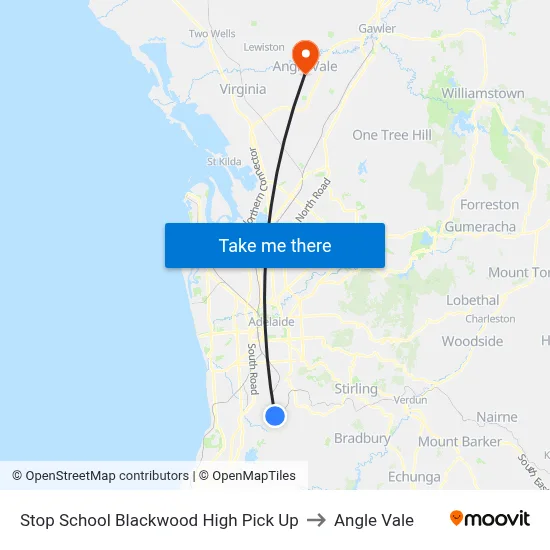 Stop School Blackwood High Pick Up to Angle Vale map