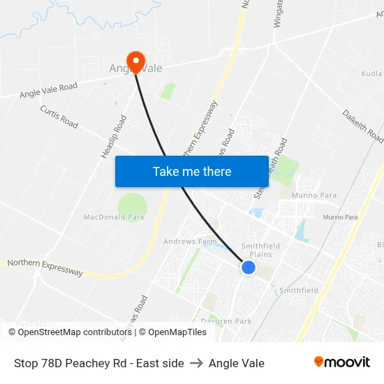 Stop 78D Peachey Rd - East side to Angle Vale map