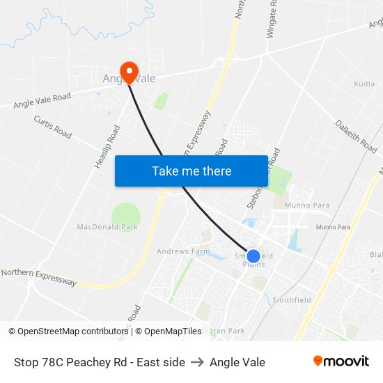 Stop 78C Peachey Rd - East side to Angle Vale map