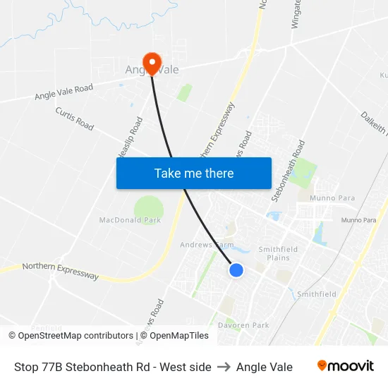Stop 77B Stebonheath Rd - West side to Angle Vale map