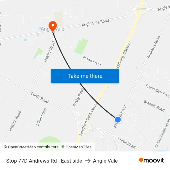 Stop 77D Andrews Rd - East side to Angle Vale map