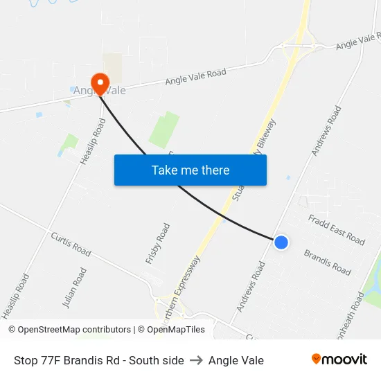 Stop 77F Brandis Rd - South side to Angle Vale map