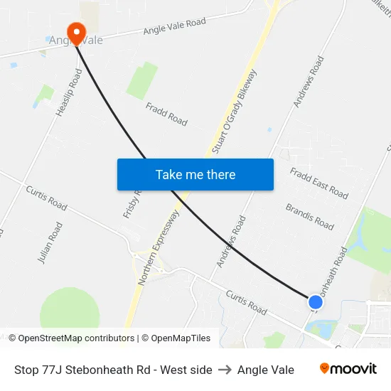 Stop 77J Stebonheath Rd - West side to Angle Vale map