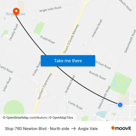 Stop 79D Newton Blvd - North side to Angle Vale map