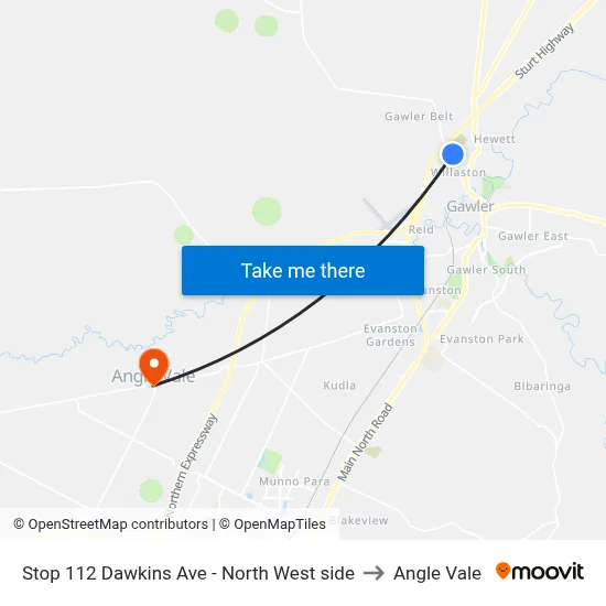 Stop 112 Dawkins Ave - North West side to Angle Vale map