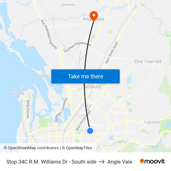 Stop 34C R.M. Williams Dr - South side to Angle Vale map
