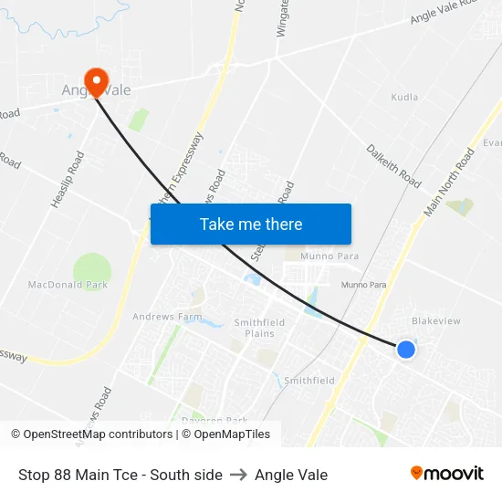 Stop 88 Main Tce - South side to Angle Vale map