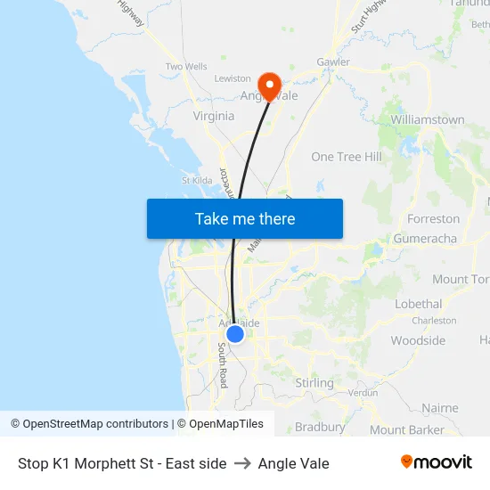 Stop K1 Morphett St - East side to Angle Vale map