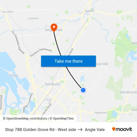 Stop 78B Golden Grove Rd - West side to Angle Vale map