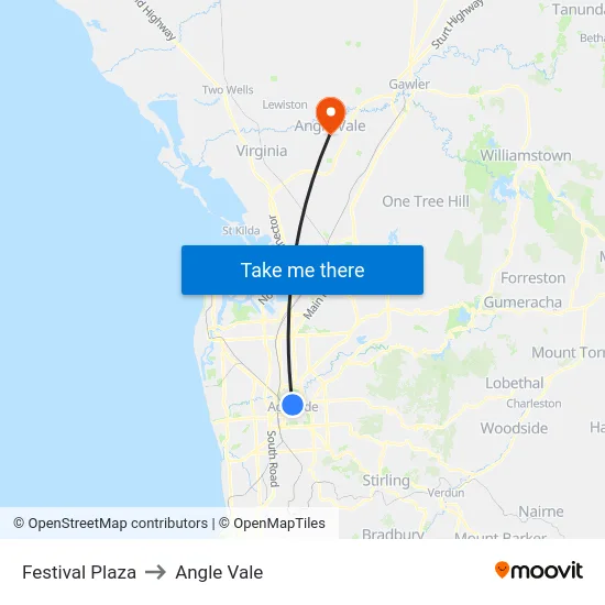 Festival Plaza to Angle Vale map
