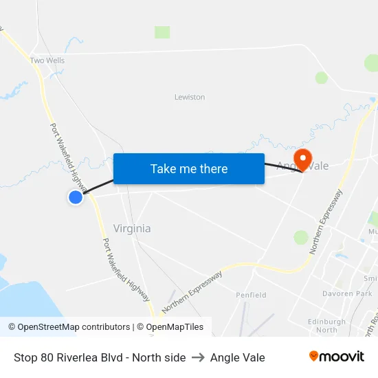 Stop 80 Riverlea Blvd - North side to Angle Vale map